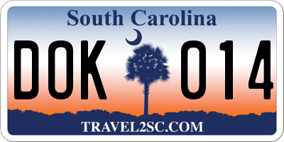 SC license plate DOK014