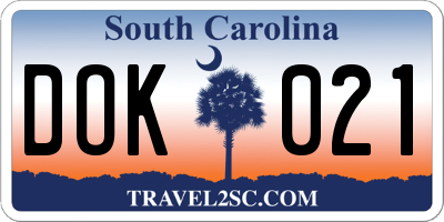 SC license plate DOK021