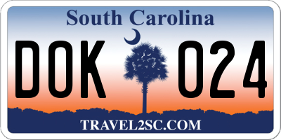 SC license plate DOK024