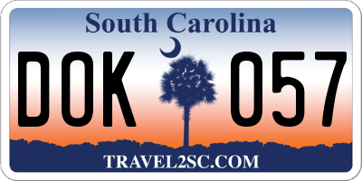 SC license plate DOK057