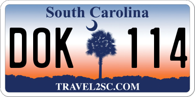 SC license plate DOK114