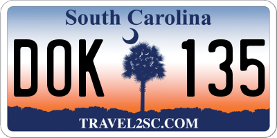 SC license plate DOK135
