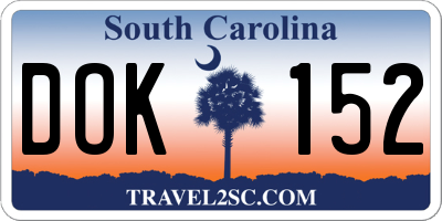 SC license plate DOK152