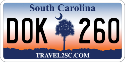 SC license plate DOK260
