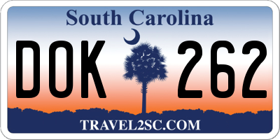 SC license plate DOK262