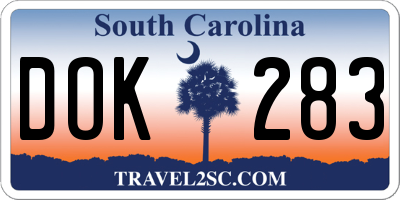 SC license plate DOK283