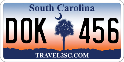 SC license plate DOK456