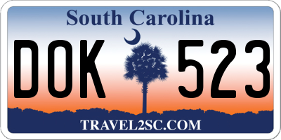 SC license plate DOK523