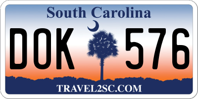 SC license plate DOK576