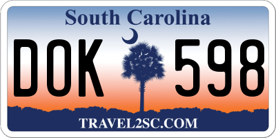 SC license plate DOK598