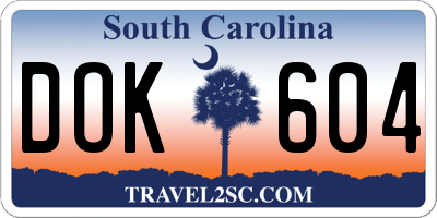 SC license plate DOK604