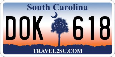 SC license plate DOK618
