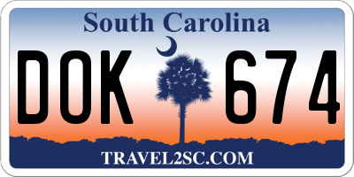 SC license plate DOK674