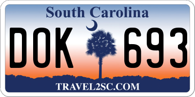 SC license plate DOK693