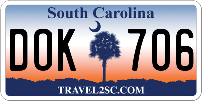 SC license plate DOK706