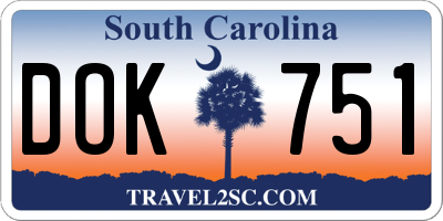 SC license plate DOK751