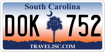 SC license plate DOK752