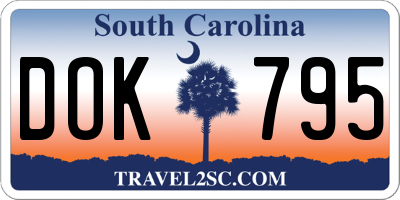 SC license plate DOK795