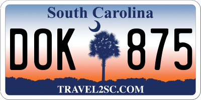 SC license plate DOK875