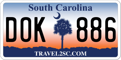 SC license plate DOK886