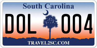 SC license plate DOL004
