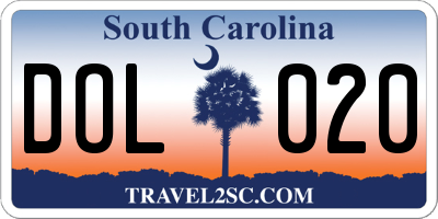 SC license plate DOL020