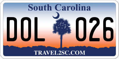 SC license plate DOL026