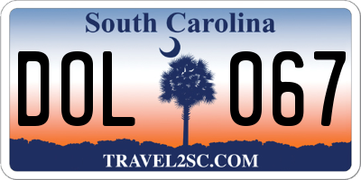 SC license plate DOL067
