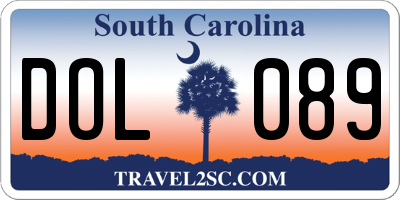 SC license plate DOL089