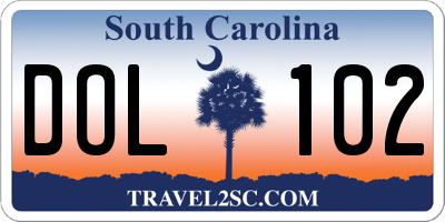 SC license plate DOL102