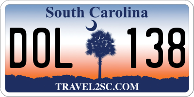 SC license plate DOL138