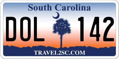 SC license plate DOL142