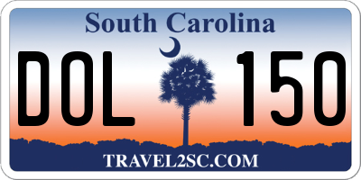 SC license plate DOL150
