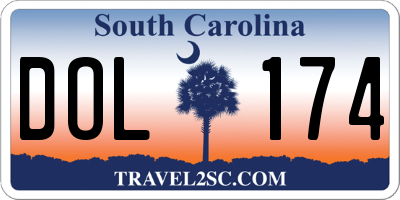 SC license plate DOL174