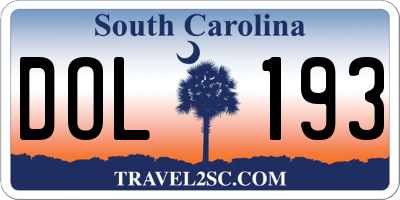 SC license plate DOL193