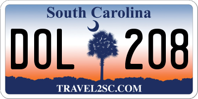 SC license plate DOL208