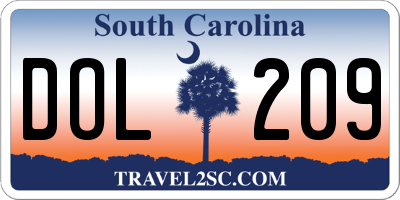SC license plate DOL209