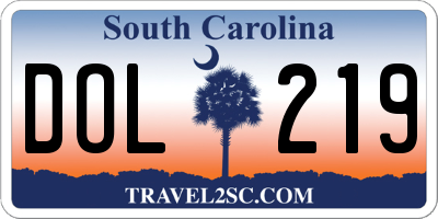 SC license plate DOL219