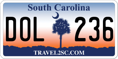SC license plate DOL236