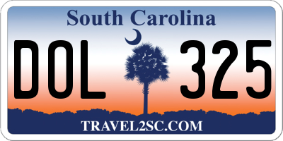 SC license plate DOL325