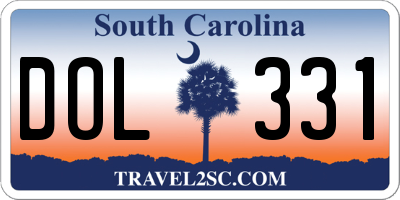 SC license plate DOL331