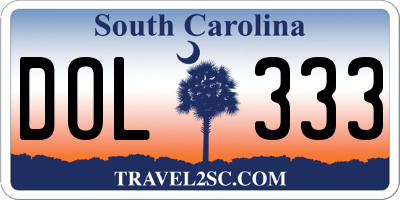 SC license plate DOL333