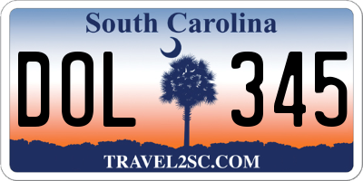 SC license plate DOL345