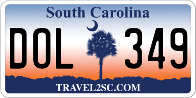 SC license plate DOL349