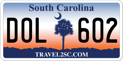 SC license plate DOL602