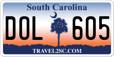 SC license plate DOL605