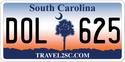 SC license plate DOL625