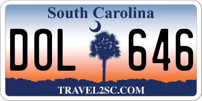 SC license plate DOL646