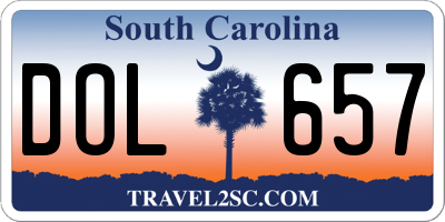 SC license plate DOL657