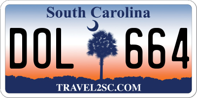 SC license plate DOL664